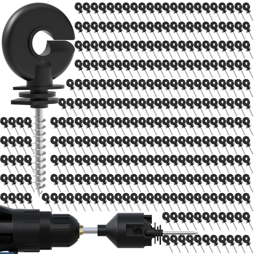 300Pcs Black Electric Fence Insulator Screw-ins, 2 pc free insulator socket tool
